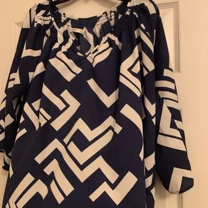 Navy blue and white top